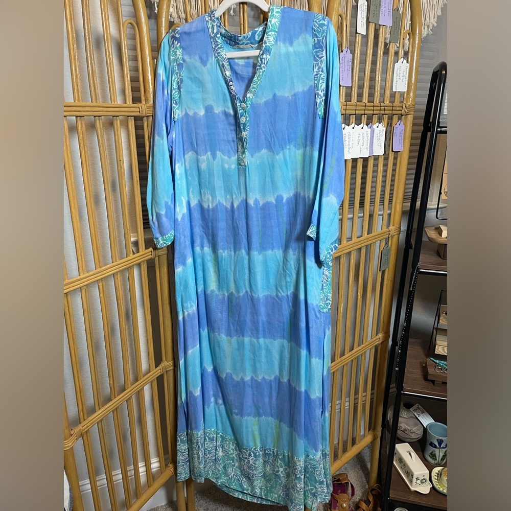 Soft Surroundings Aqua and Mint Swim Cover-Up - Picture 2 of 10